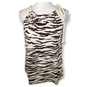 TWENTY ONE CREAM & BLACK ANIMAL-PRINT BLOUSE SZ.M EUC.